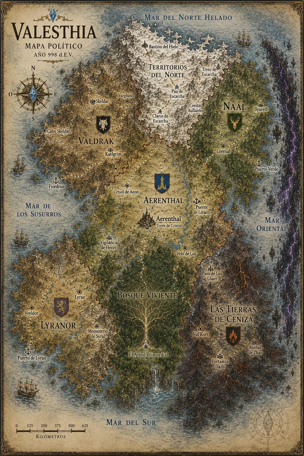Mapa político oficial de Valesthia